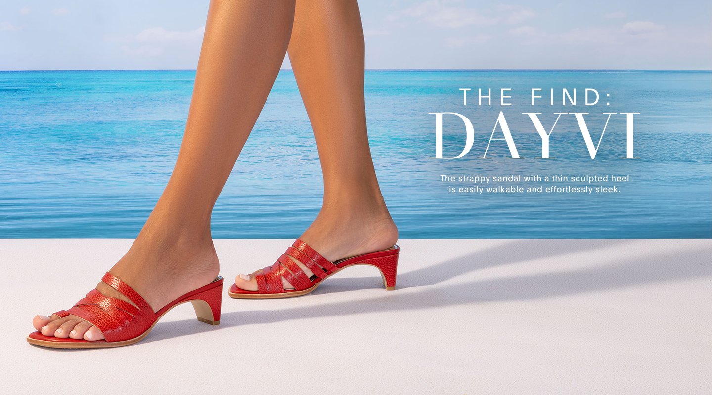 THE FINDL DAYVI The strappy sandal with a thin scultped heel is eaasily walkable and effortlessly sleek.