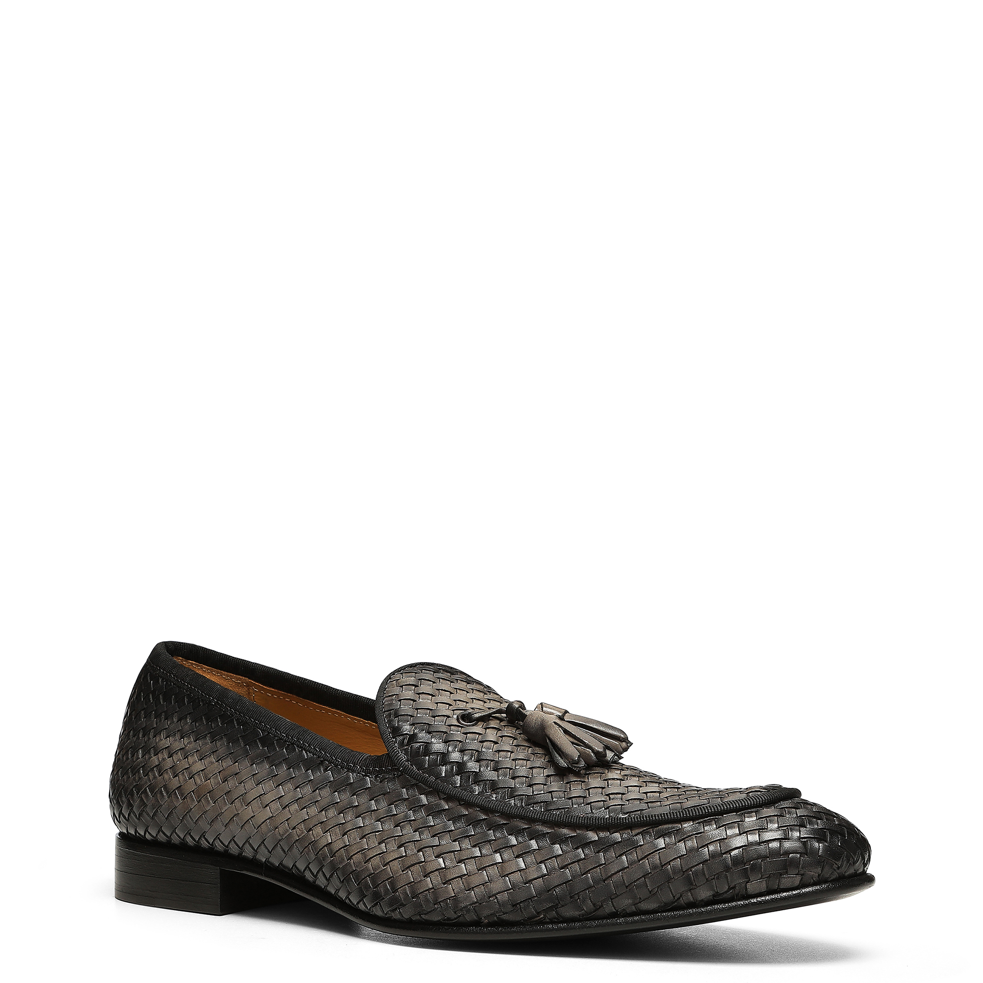 Donald Pliner Spirro Woven Tassel Loafer In Grey