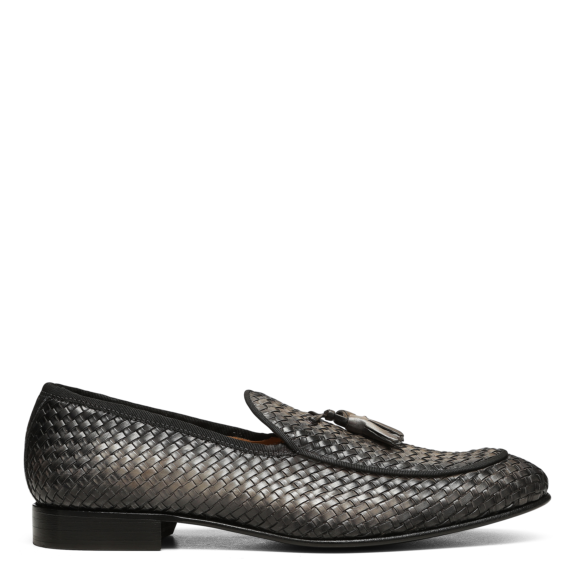 Donald Pliner Spirro Woven Tassel Loafer In Grey