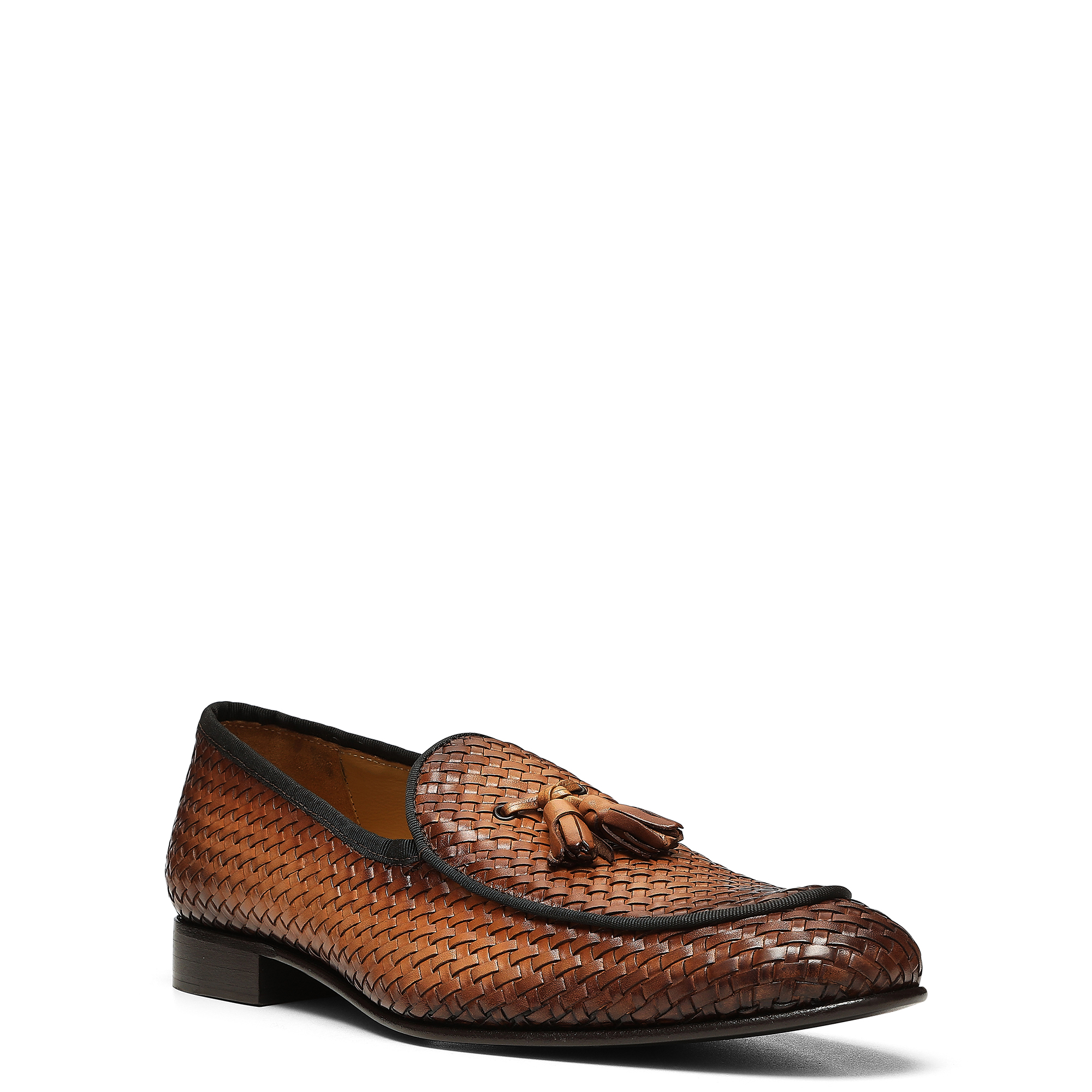 Donald Pliner Spirro Woven Tassel Loafer In Cognac