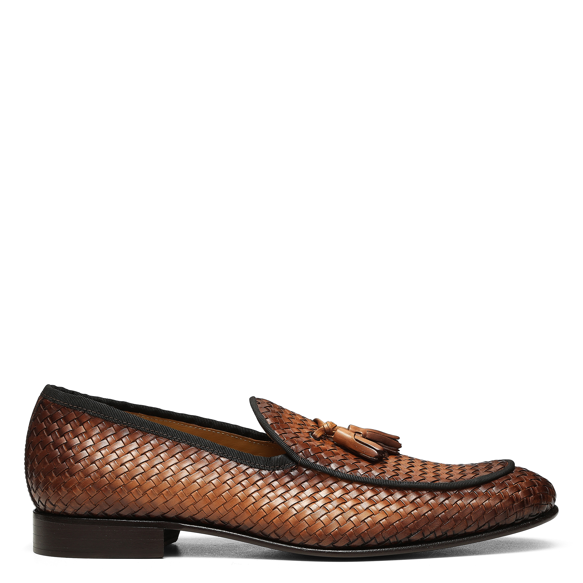 Donald Pliner Spirro Woven Tassel Loafer In Cognac