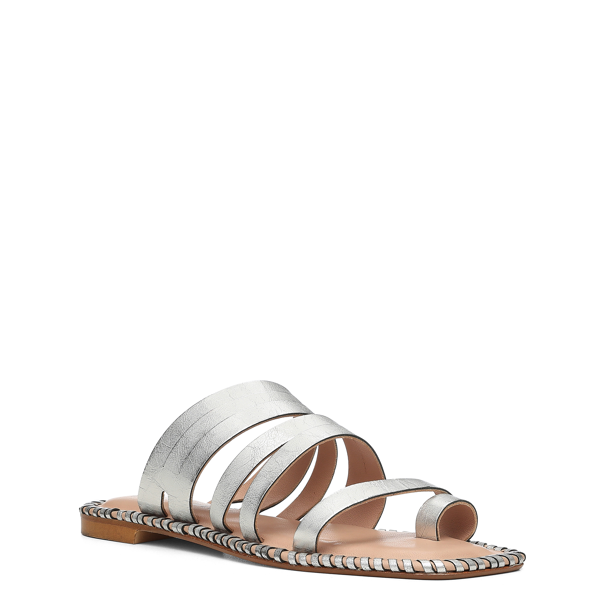Donald Pliner Emmaline Croc Strappy Sandal In Silver