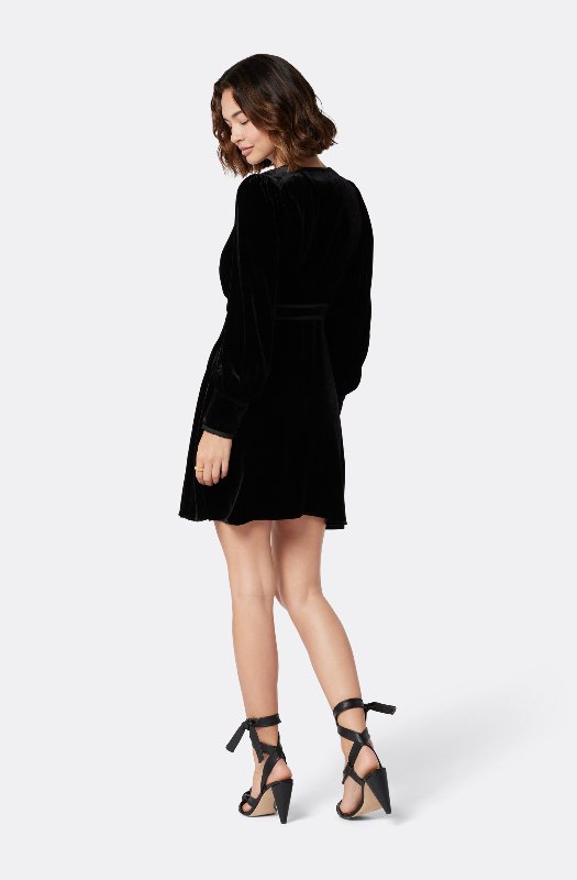 joie black silk dress Joie Mini Dress Almarie Black Velvet Size Small Cap Sleeve V-Neck Shif –  Celebrity Owned main image 0