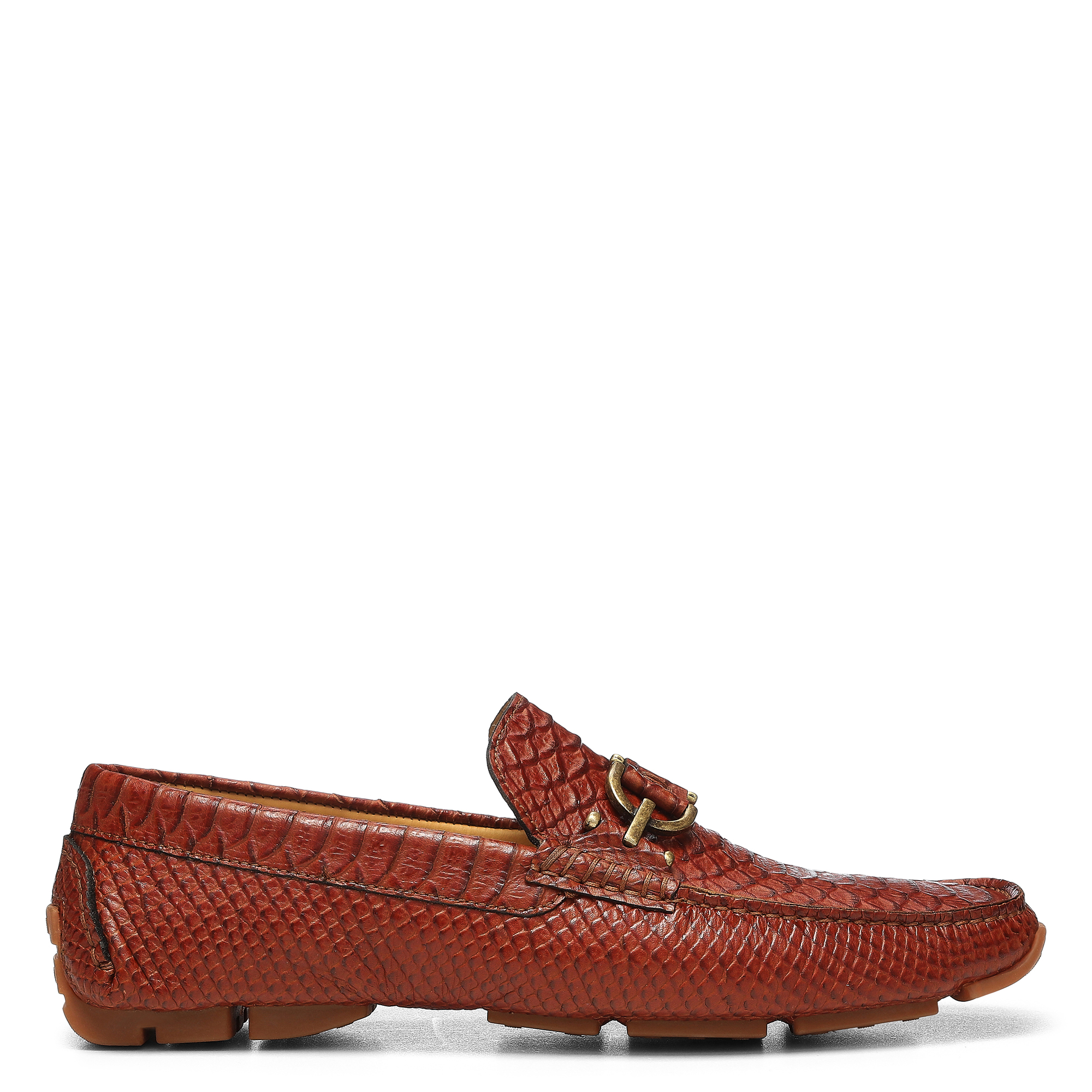 Donald Pliner Men Dacio Driver Cognac Snake Casual In Cognac Snake