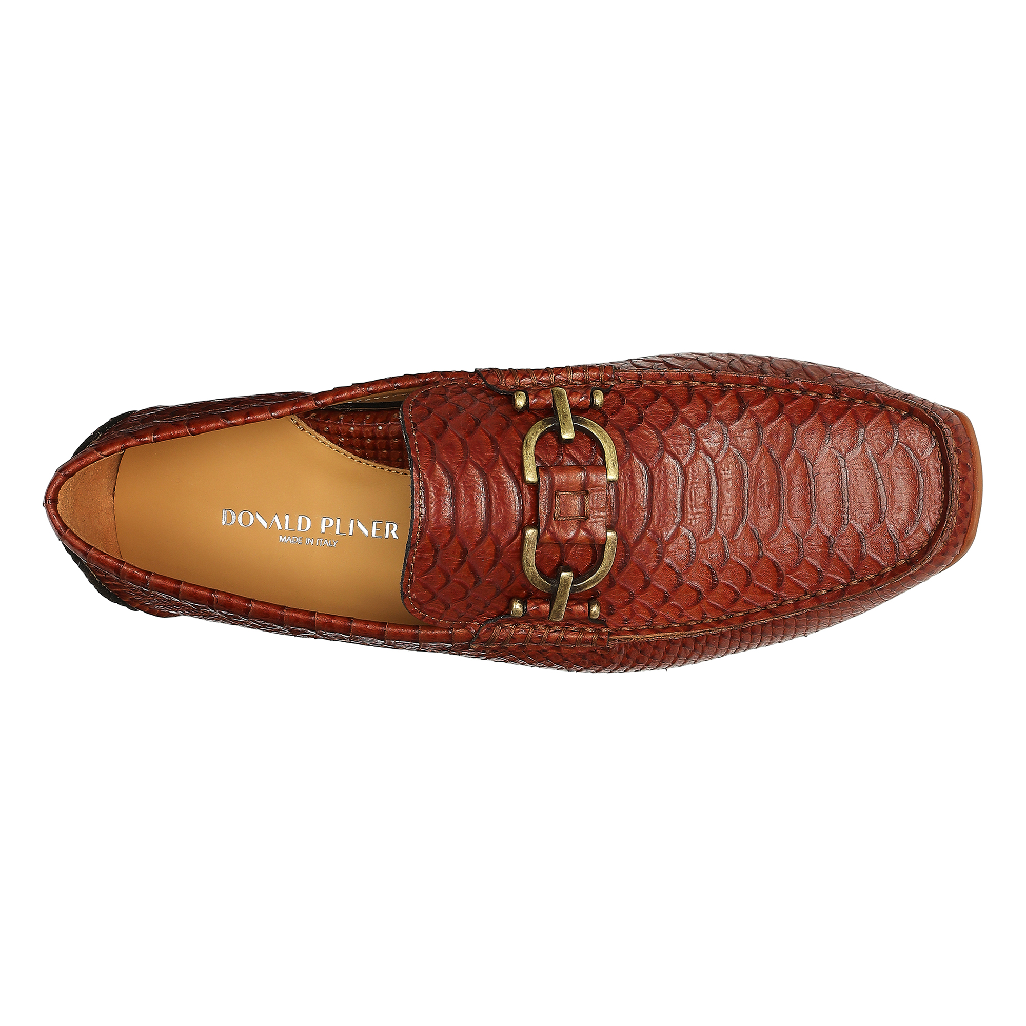 Donald Pliner Men Dacio Driver Cognac Snake Casual In Cognac Snake