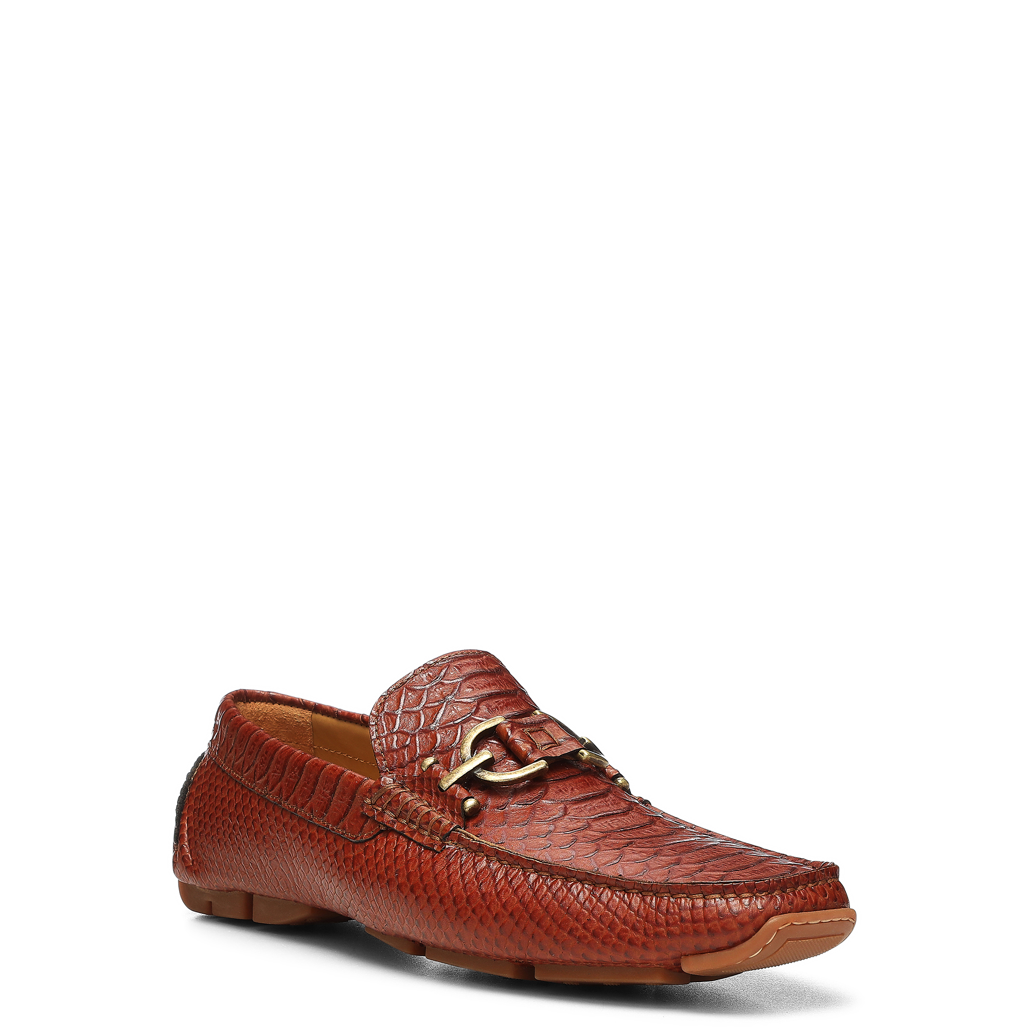 Donald Pliner Men Dacio Driver Cognac Snake Casual In Cognac Snake