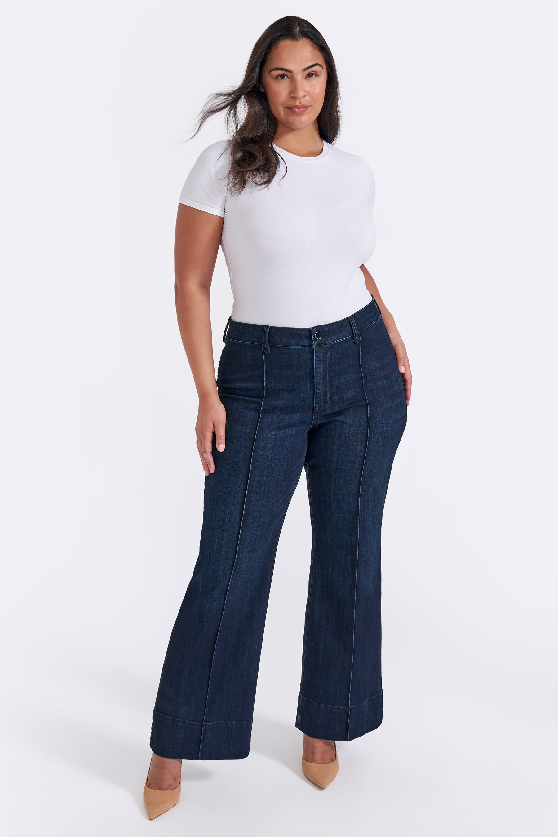 【WOOHWA】THREE POINT PINTUCK DENIM High Rise Pintuck Wide Leg Jean at Seven7 Jeans