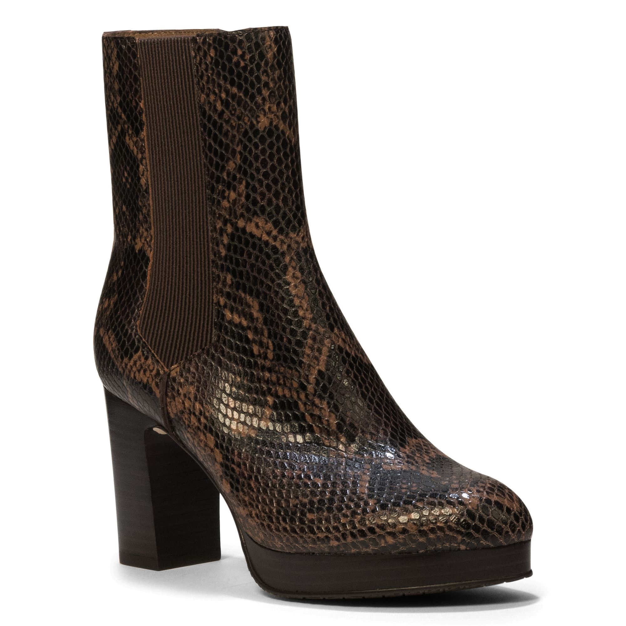 Donald Pliner Zelda Snake Embossed Platform Chelsea Boot In Cherry