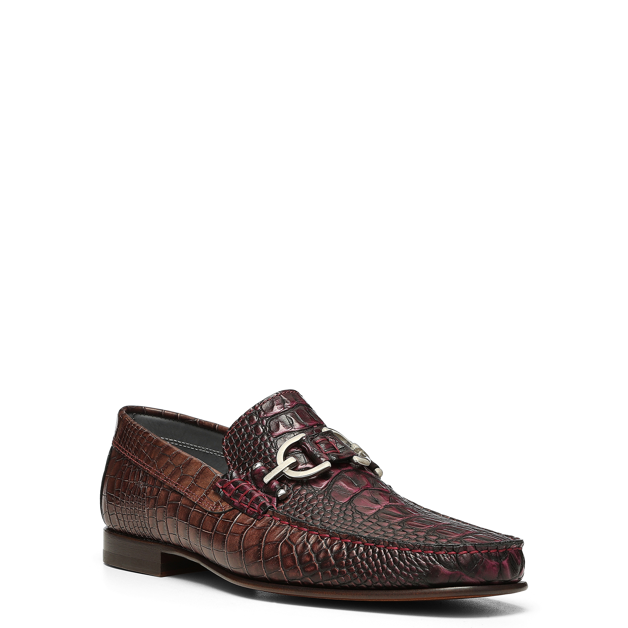 Donald Pliner Men Dacio Cognac Croco Casual In Oxblood Red