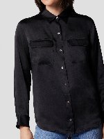Tシャツ・カットソー Equipment Black Silk Shirt with Pockets (Q23 E231TRUEBLACK) Slim Signature Silk Shirt at Equipment