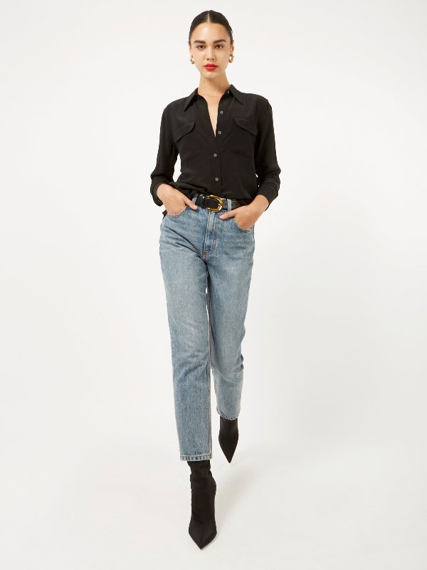 Tシャツ・カットソー Equipment Black Silk Shirt with Pockets (Q23 E231TRUEBLACK) grande_Q23-