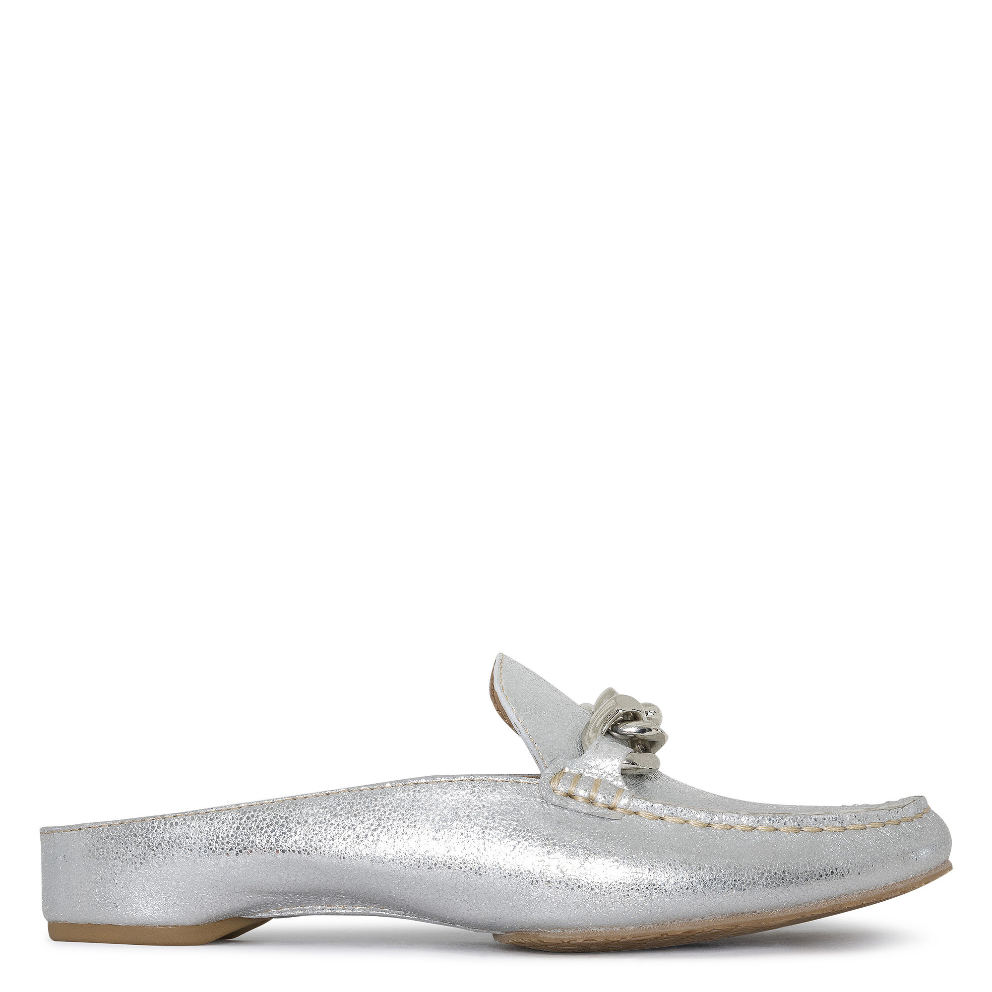 Donald Pliner Bless Distressed Metallic Leather Mule In Silver