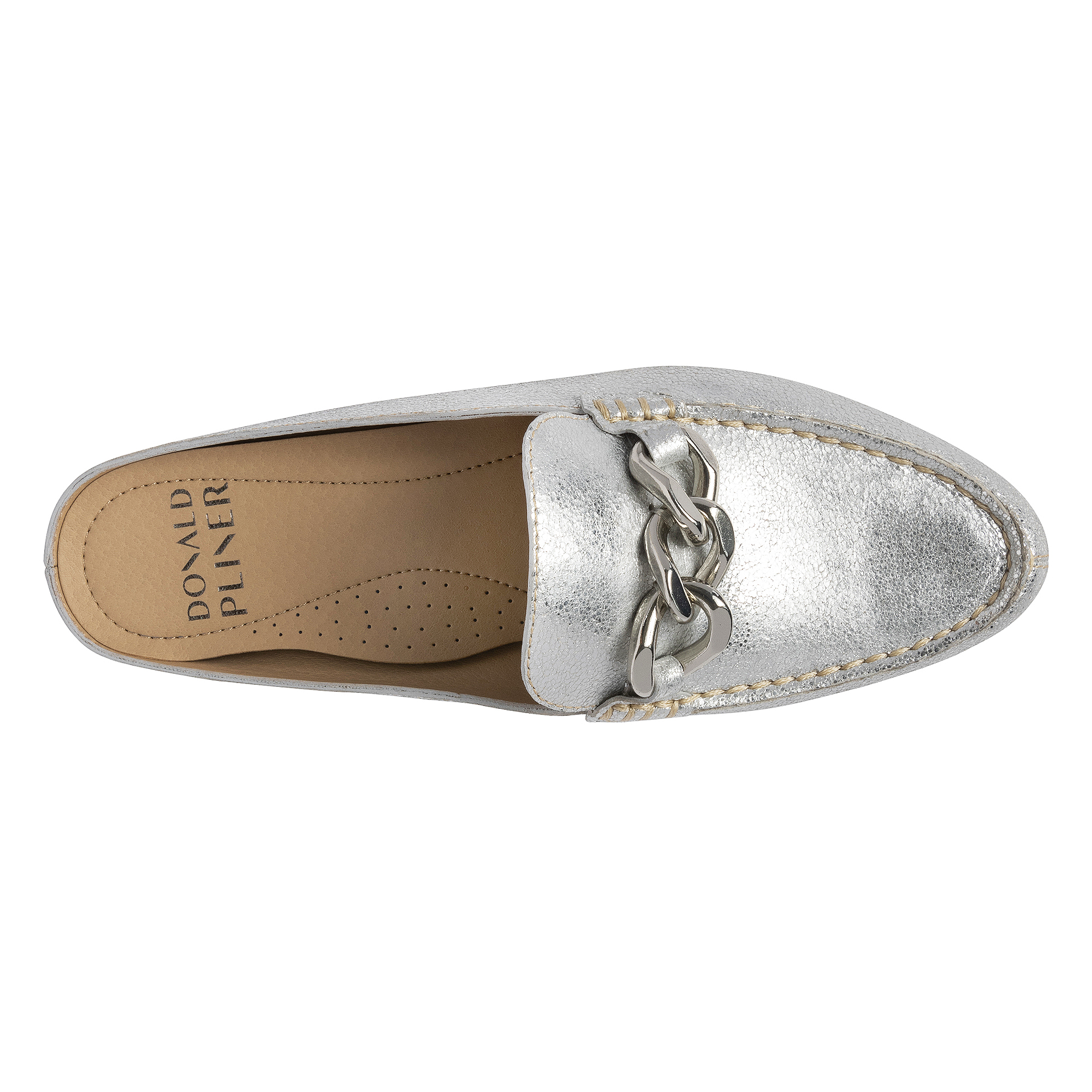 Donald Pliner Bless Distressed Metallic Leather Mule In Silver