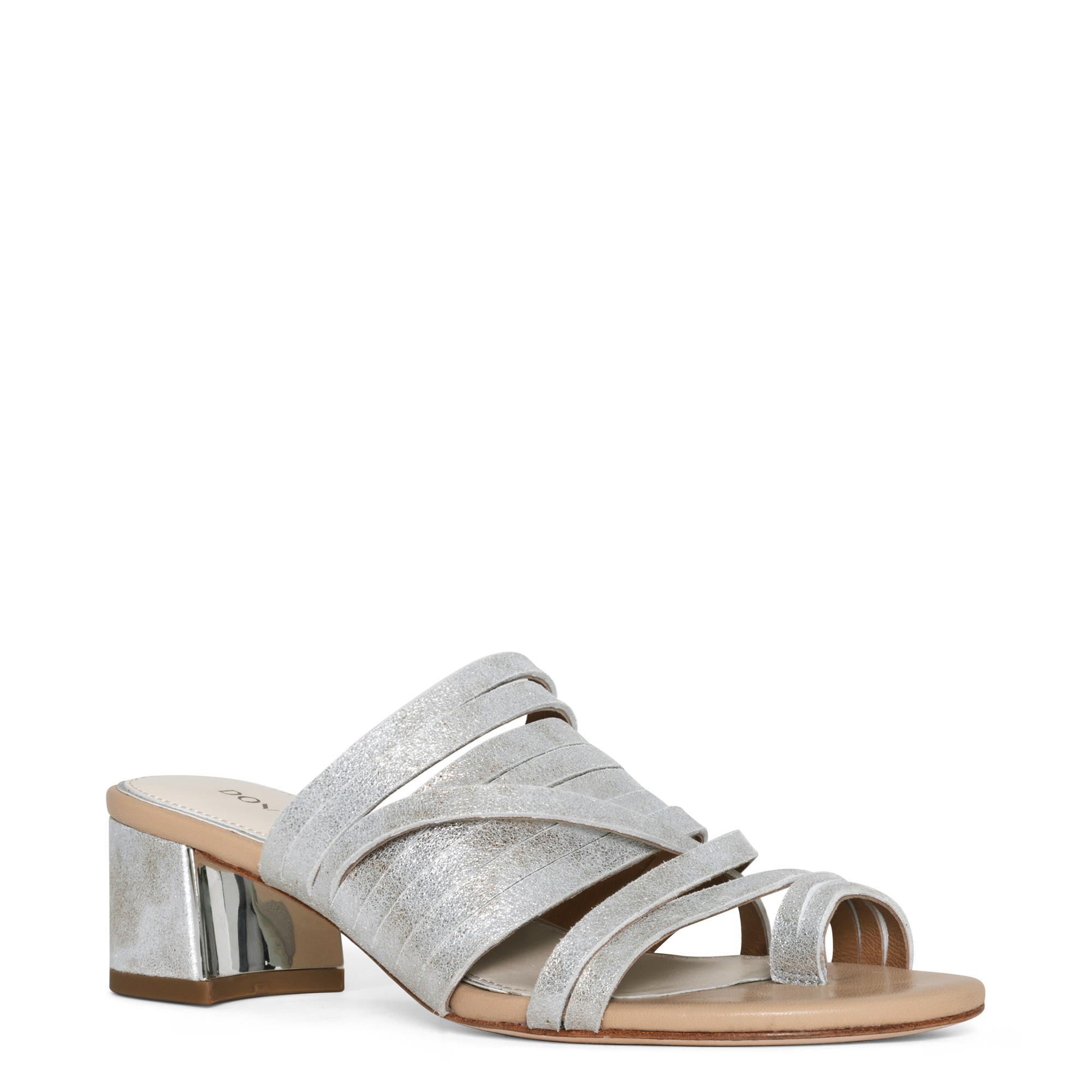 Donald Pliner Strappy Block Heel Sandal In Silver