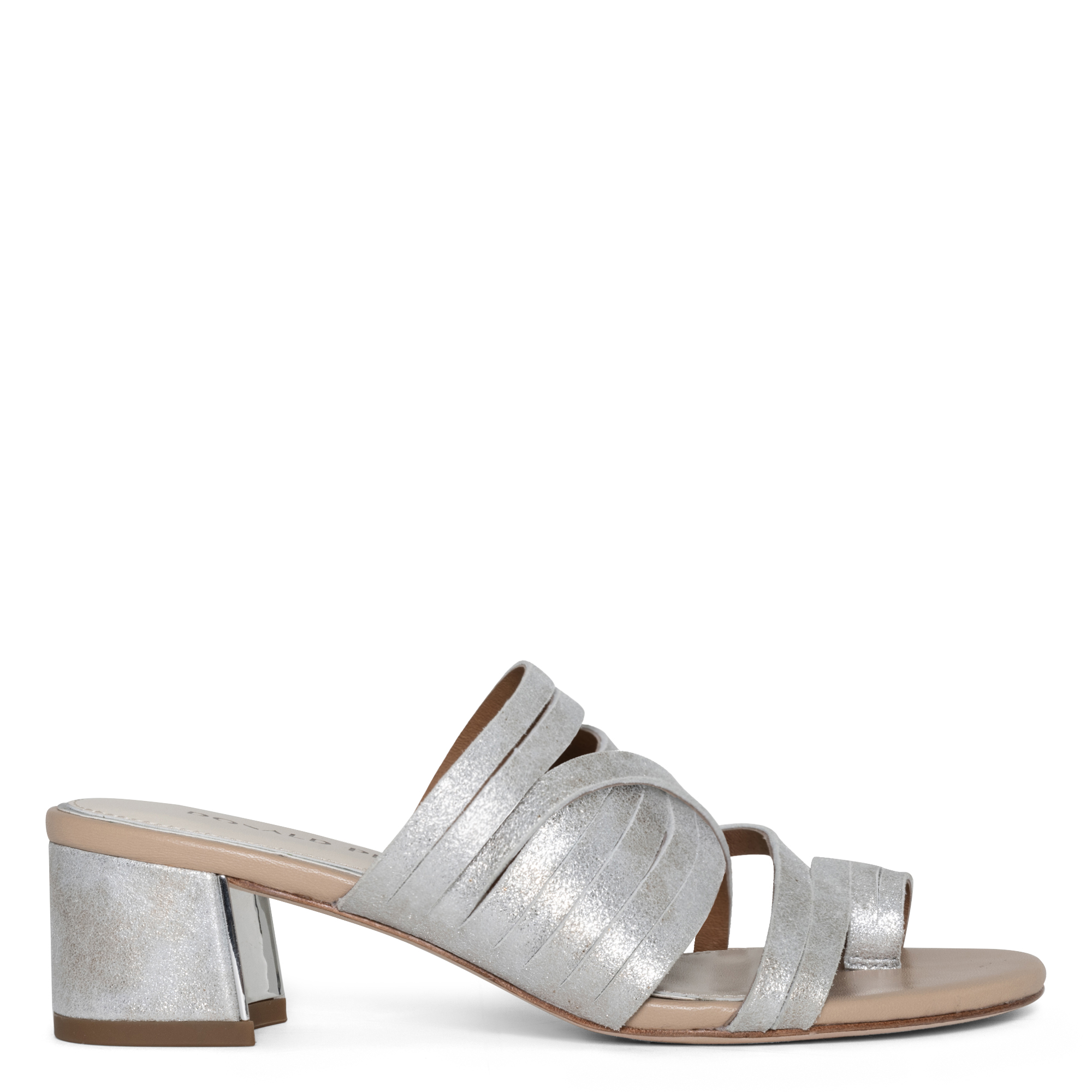 Donald Pliner Strappy Block Heel Sandal In Silver