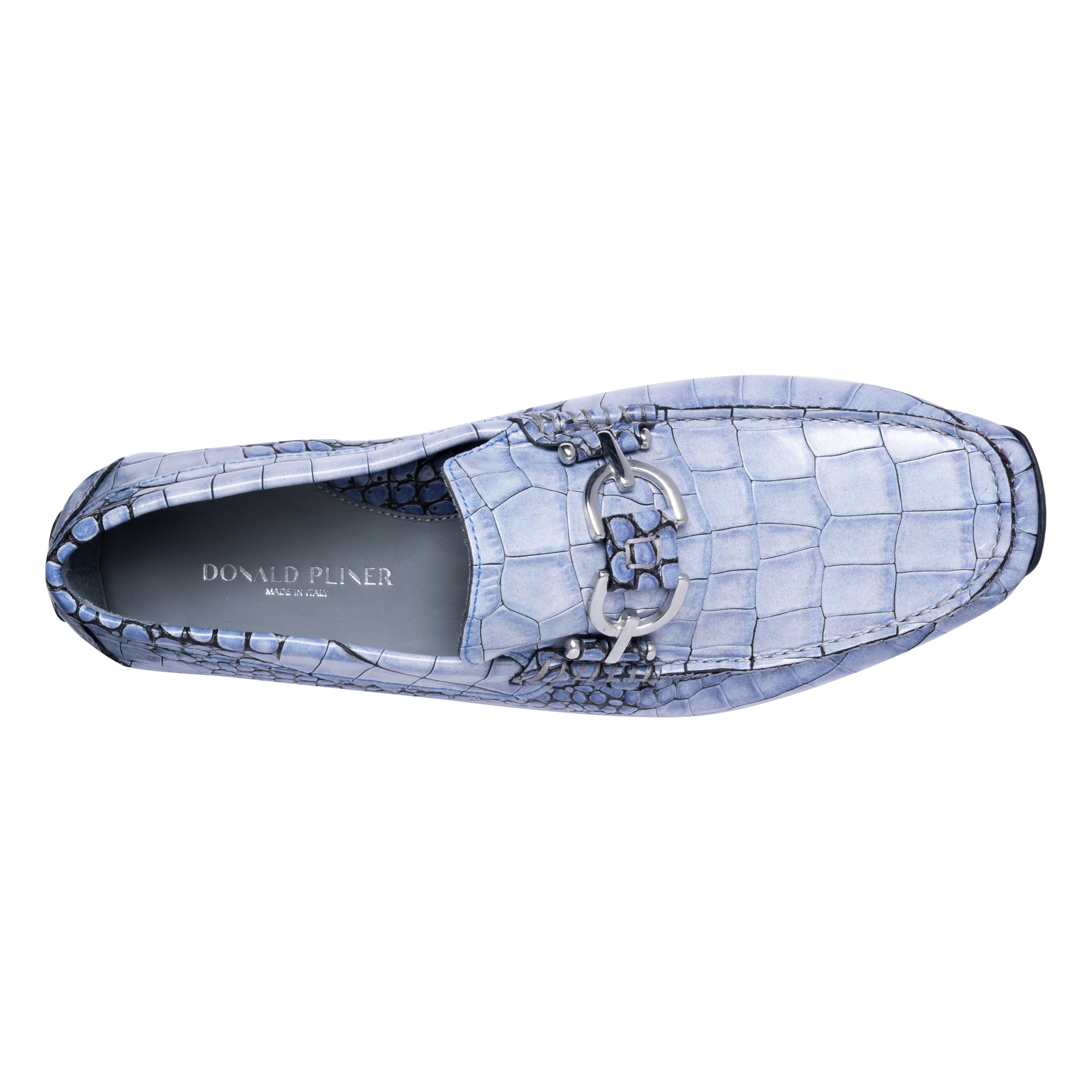 Donald Pliner Men Dacio Driver Ocean Blue Croco Casual In Ocean Blue Croco