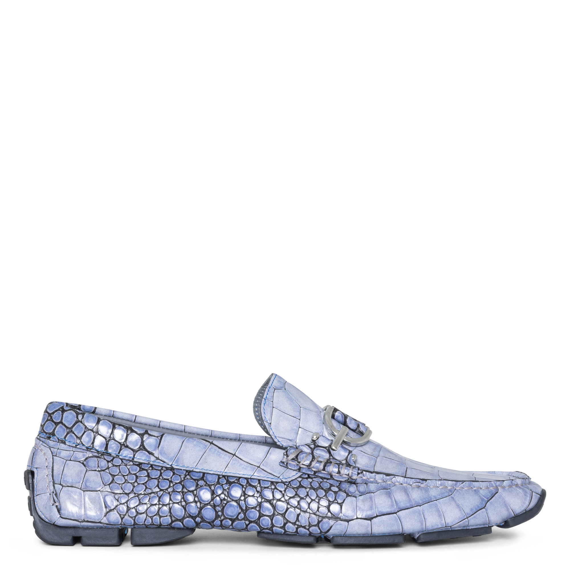 Donald Pliner Men Dacio Driver Ocean Blue Croco Casual In Ocean Blue Croco
