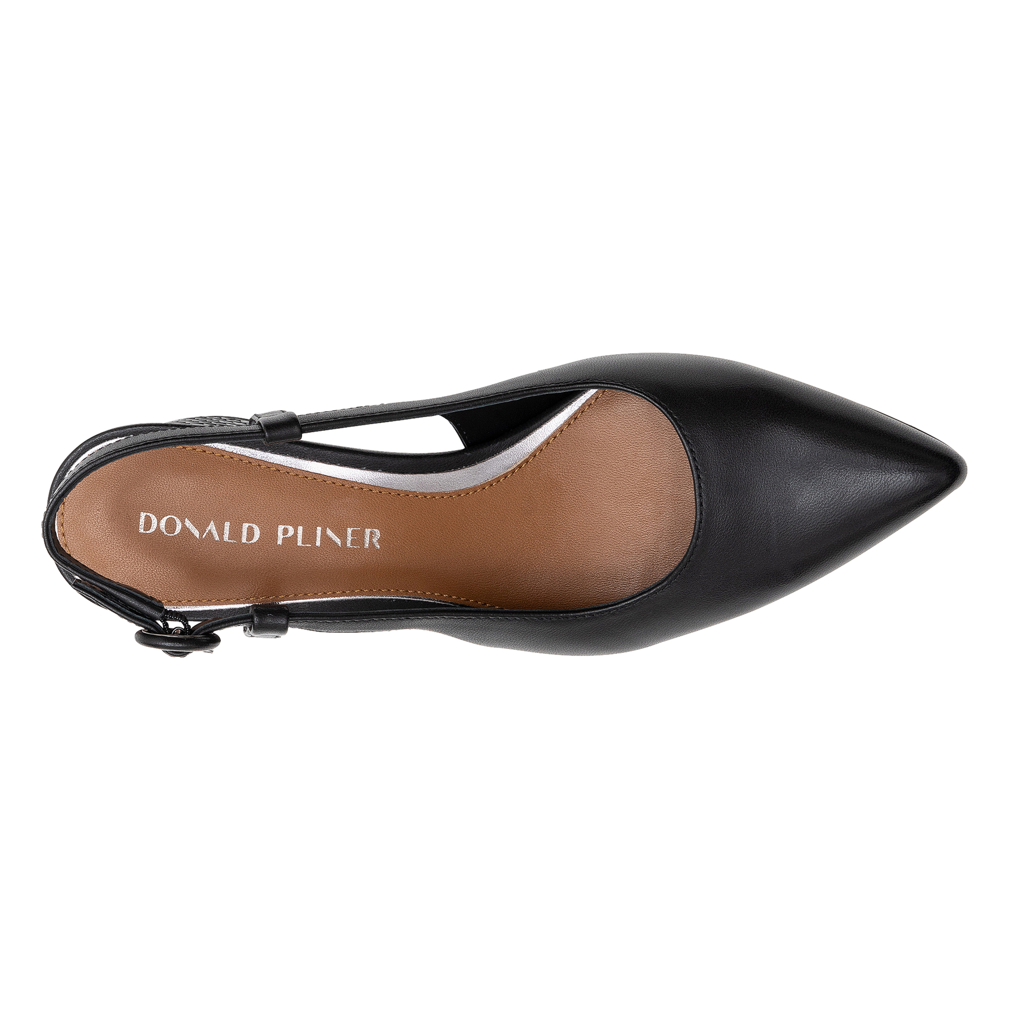 Donald Pliner Song Slingback Pointed Toe Pump In Black Leather