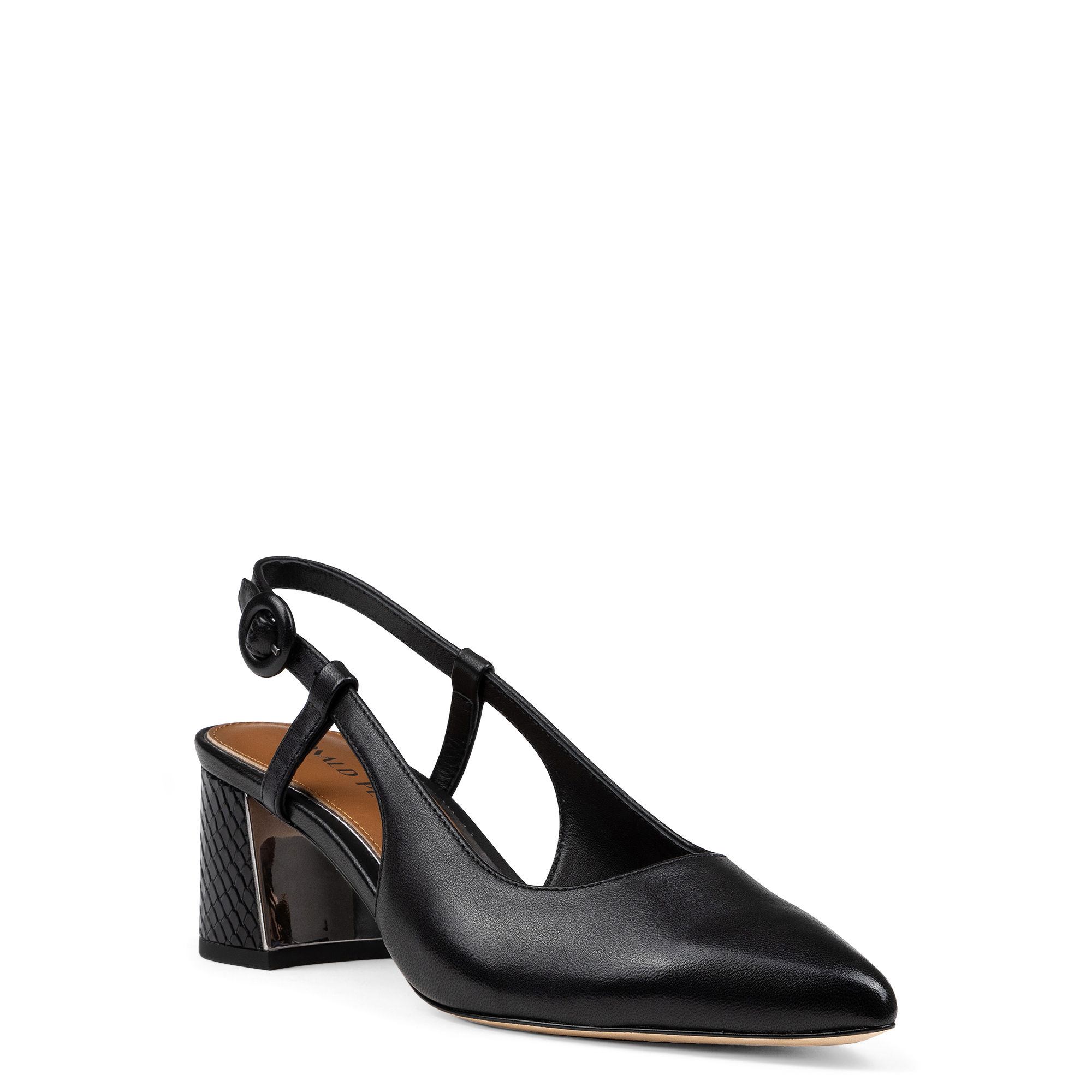 Donald Pliner Song Slingback Pointed Toe Pump In Black Leather