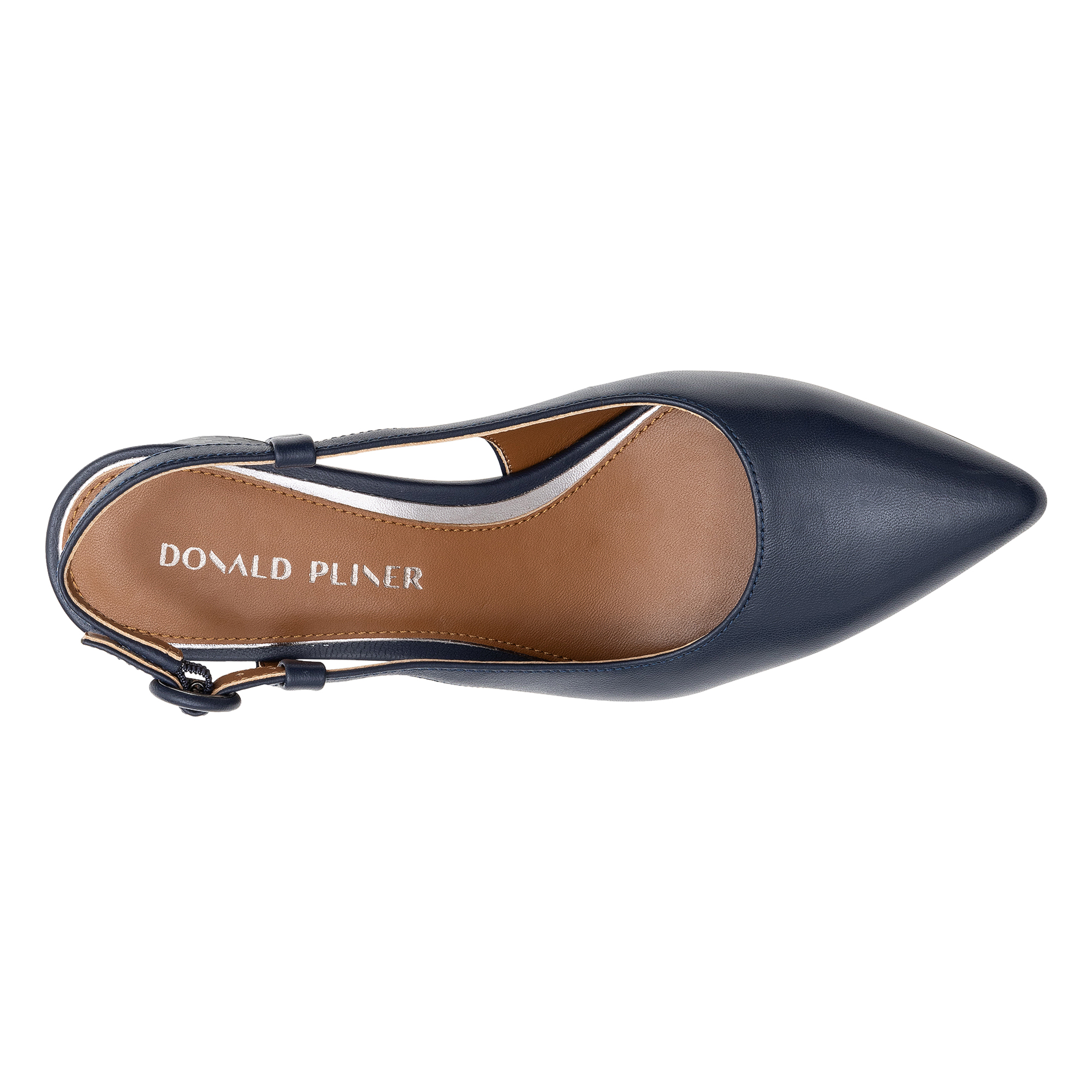Donald Pliner Song Slingback Pointed Toe Pump In Navy Leather