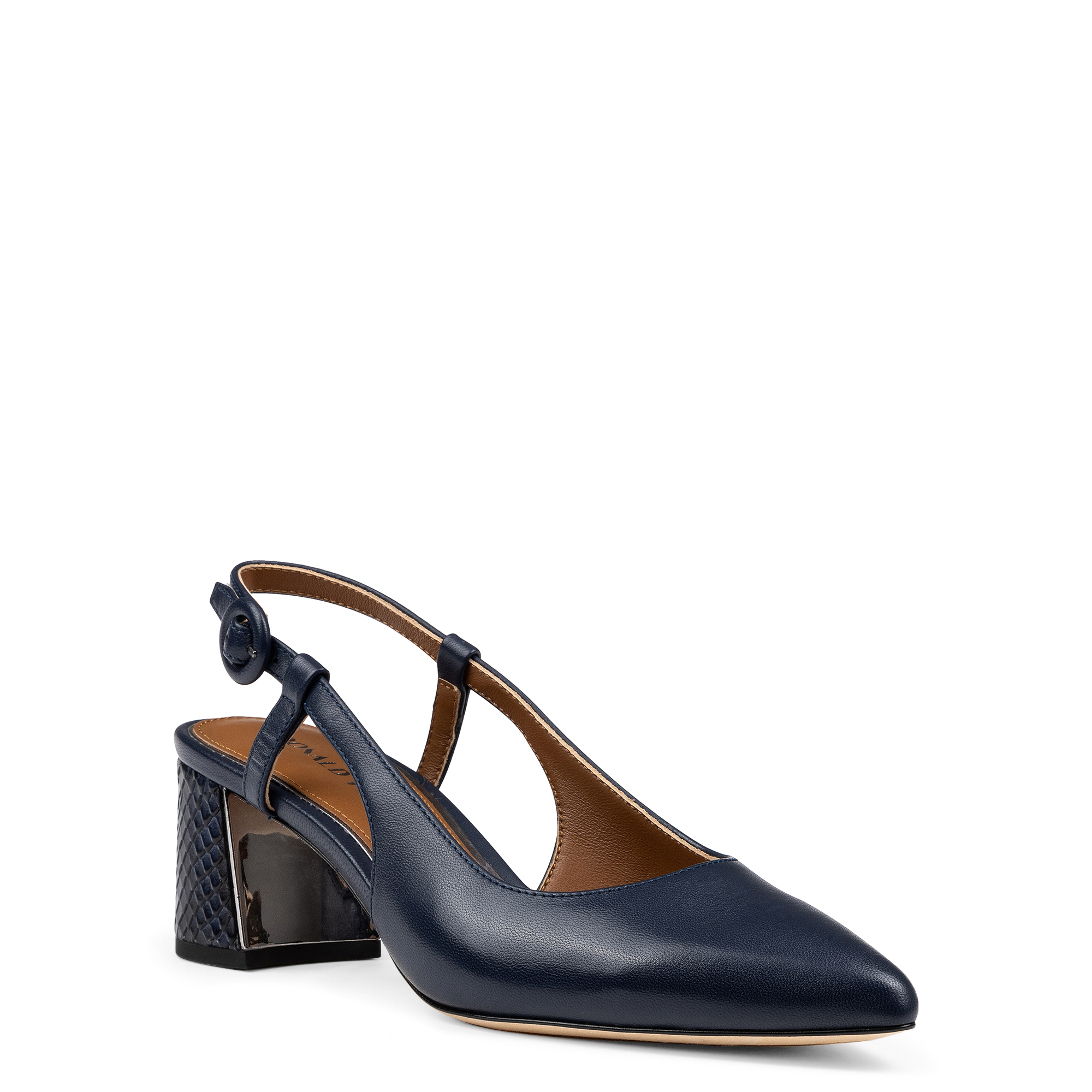 Donald Pliner Song Slingback Pointed Toe Pump In Navy Leather