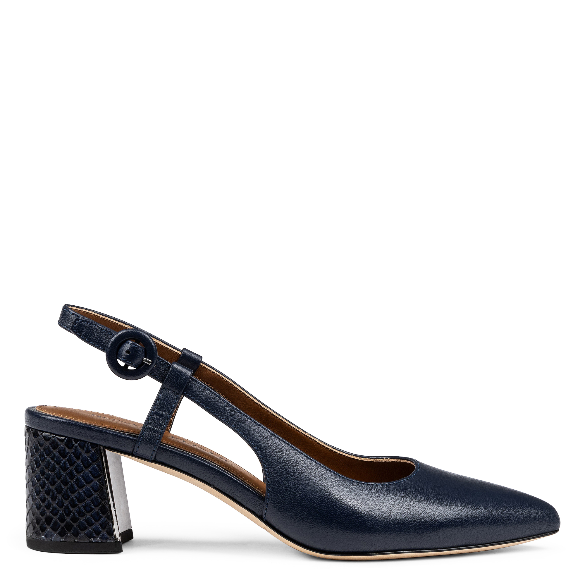 Donald Pliner Song Slingback Pointed Toe Pump In Navy Leather
