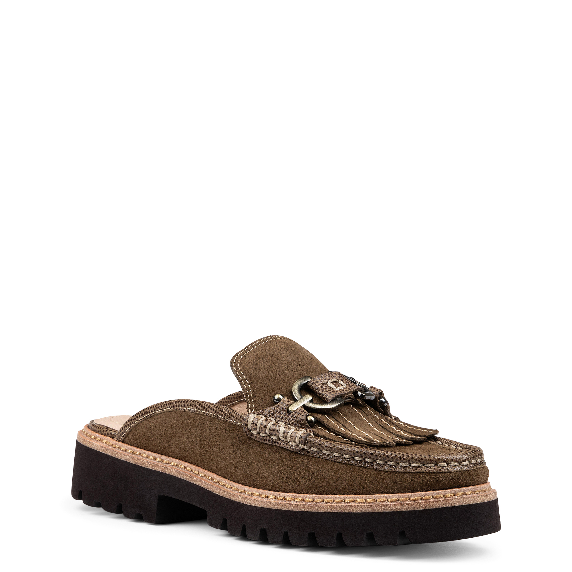 Donald Pliner Kiltie Fringe Loafer Mule In Biscotti