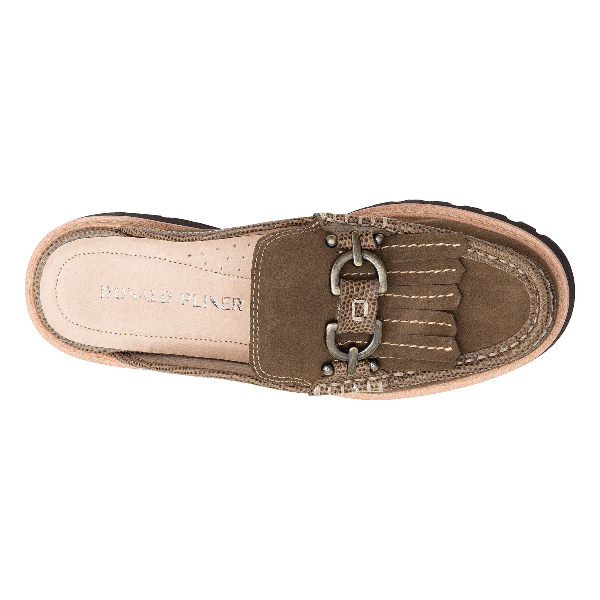 Donald Pliner Kiltie Fringe Loafer Mule In Biscotti