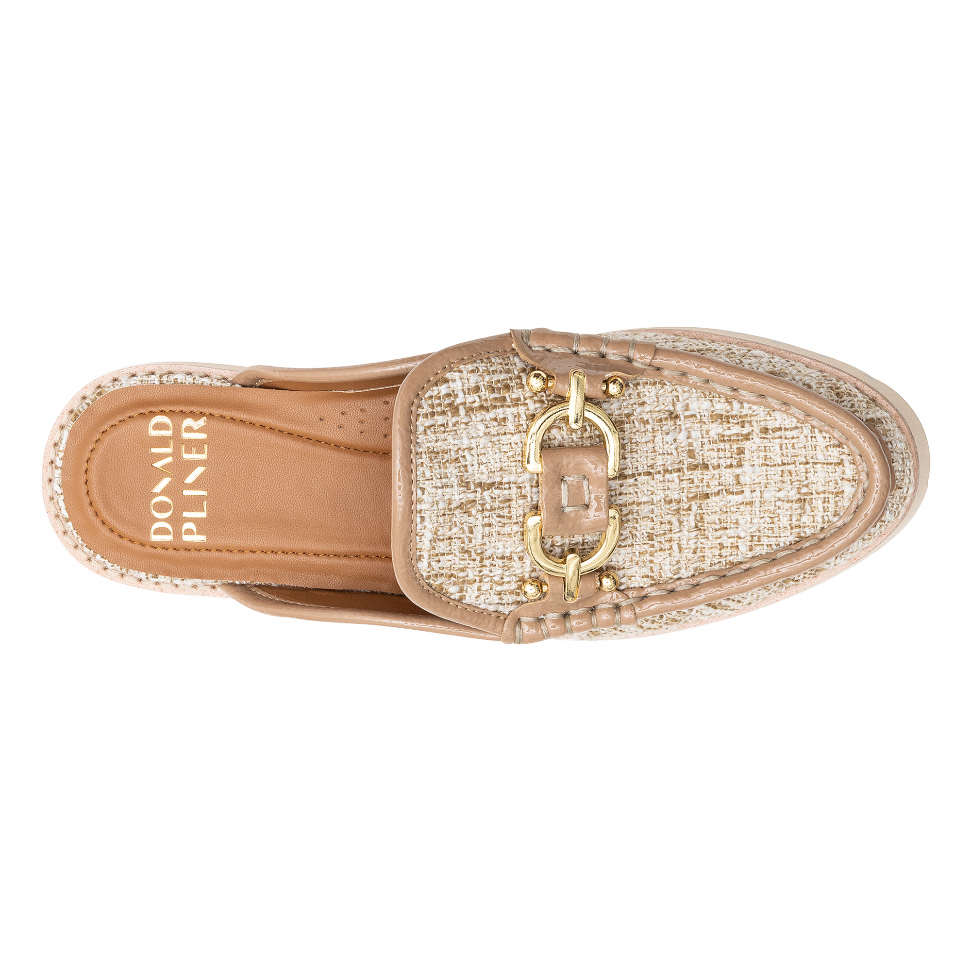 Donald Pliner Lug Sole Loafer Mule In Camel Bouclé