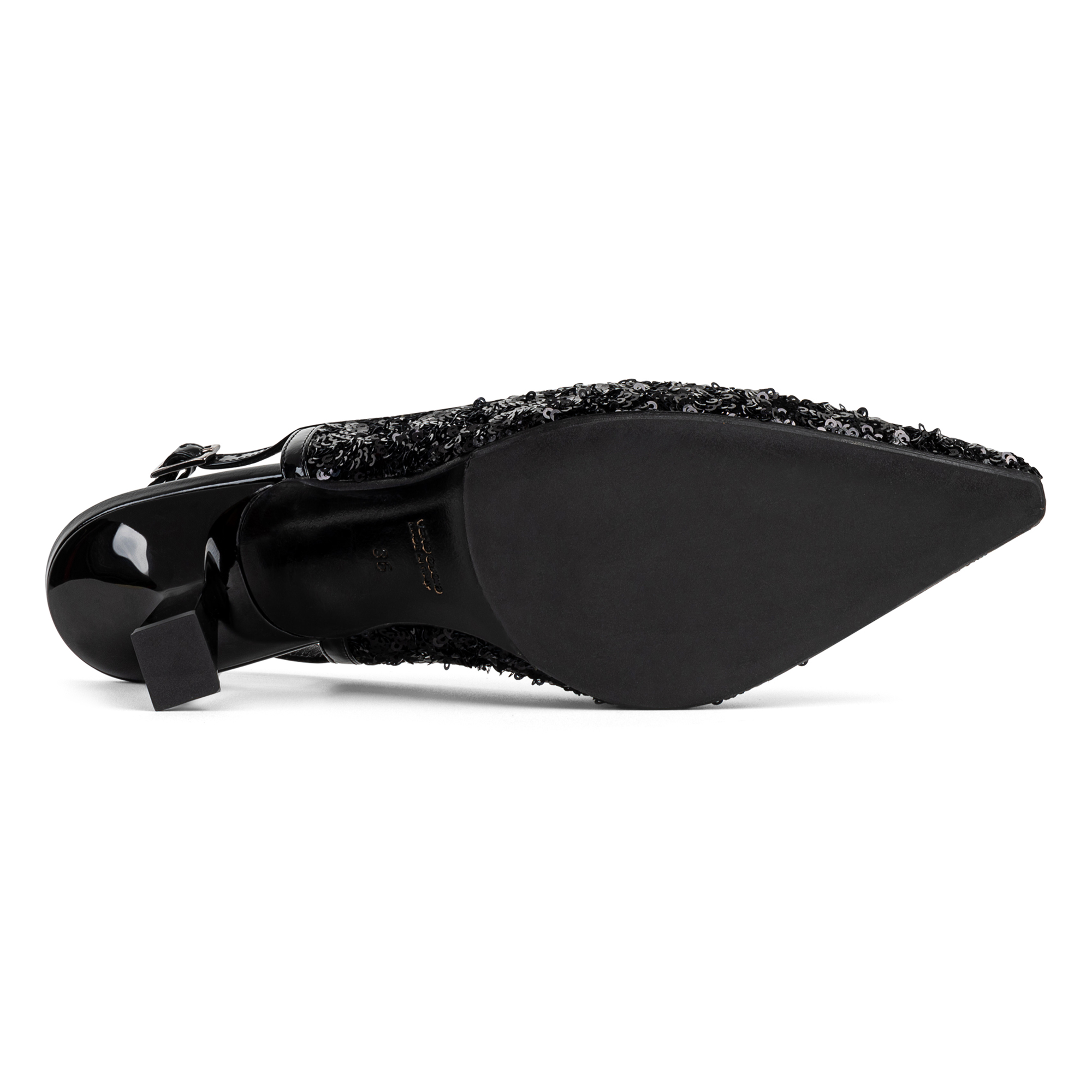 Donald Pliner Sodashi Snakeskin Embossed Pointed Toe Slingback Pump In Black