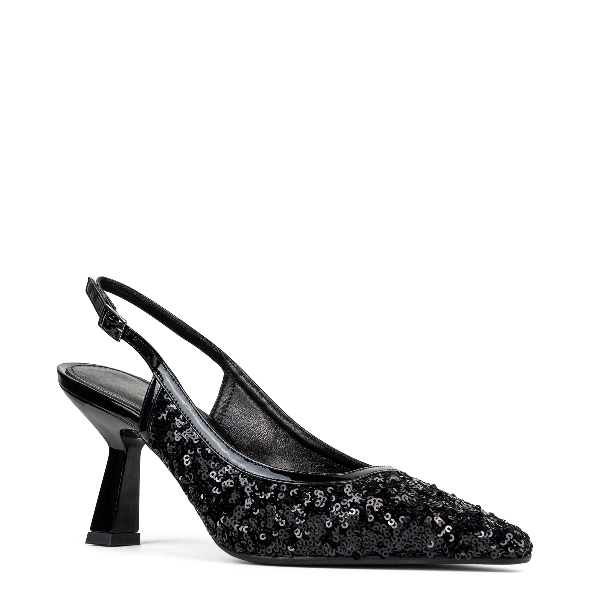 Donald Pliner Sodashi Snakeskin Embossed Pointed Toe Slingback Pump In Black