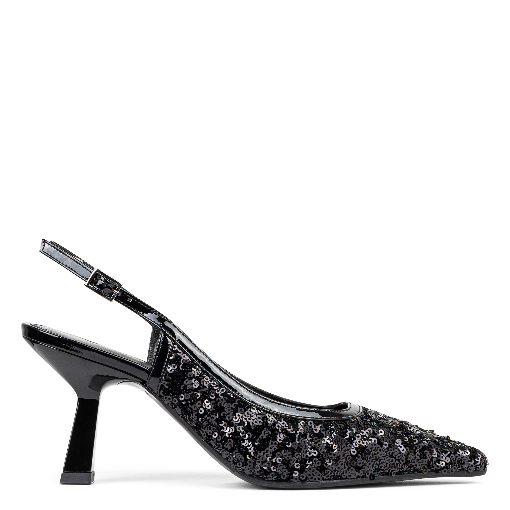 Donald Pliner Sodashi Snakeskin Embossed Pointed Toe Slingback Pump In Black