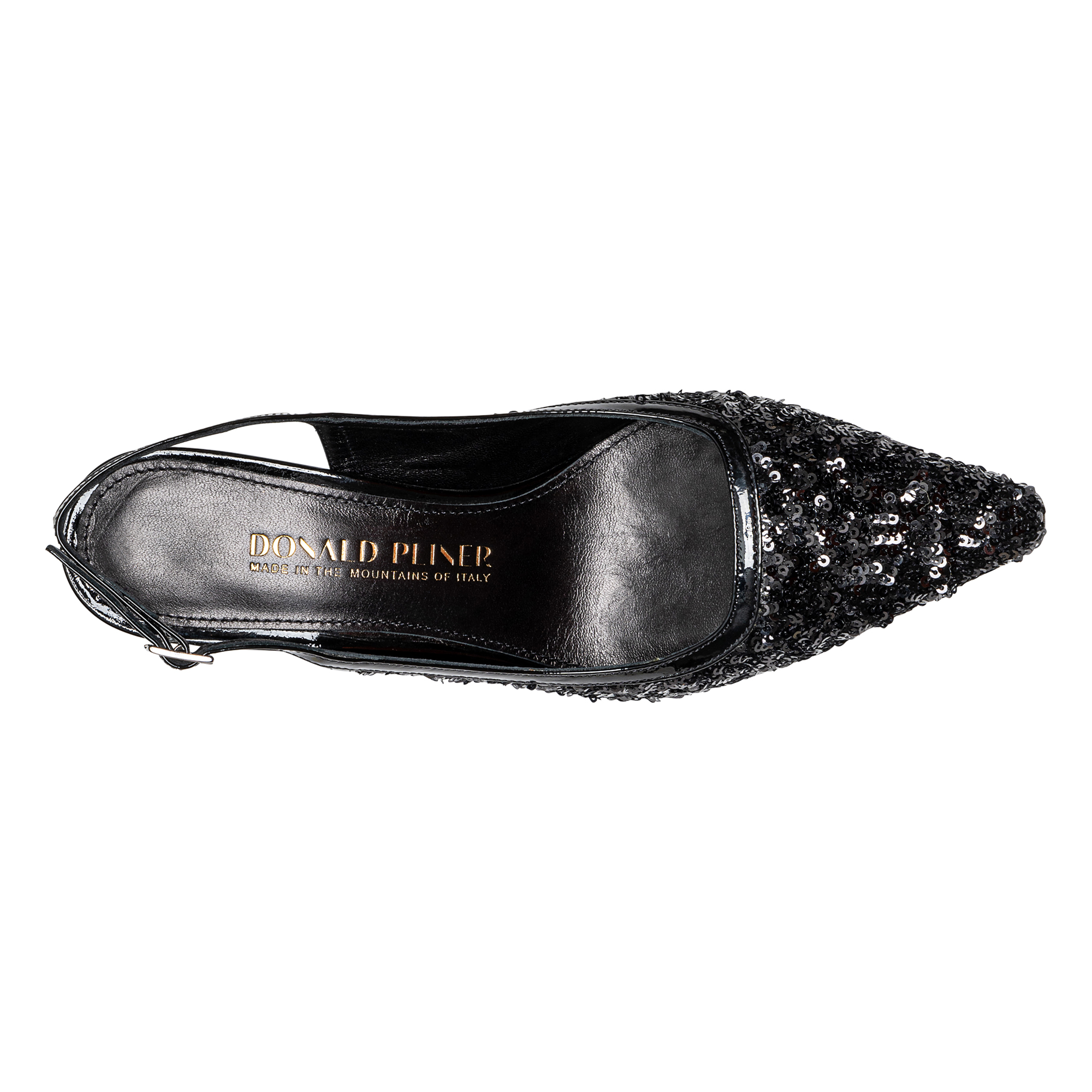 Donald Pliner Sodashi Snakeskin Embossed Pointed Toe Slingback Pump In Black