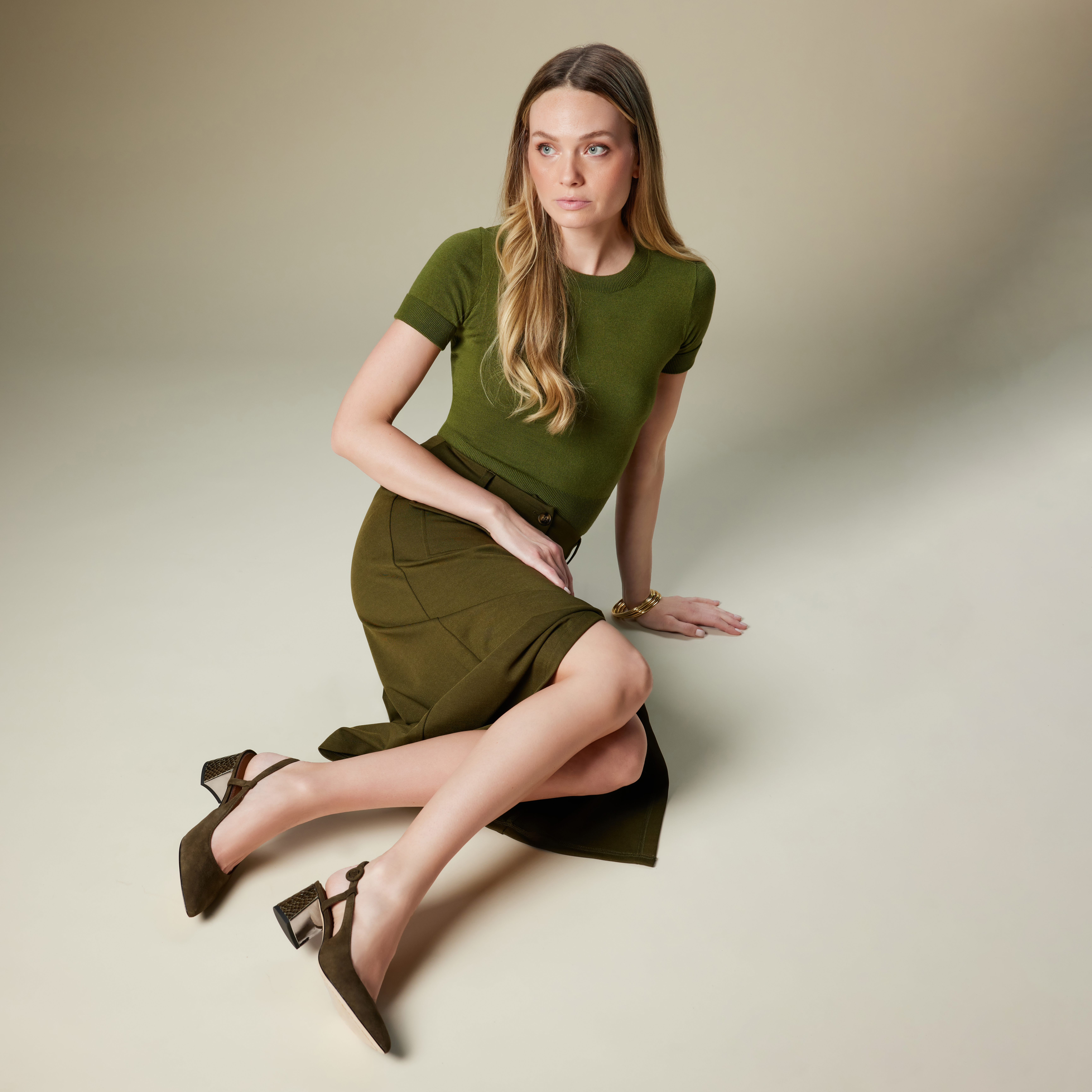 Donald Pliner Song Slingback Pointed Toe Pump In Military Green