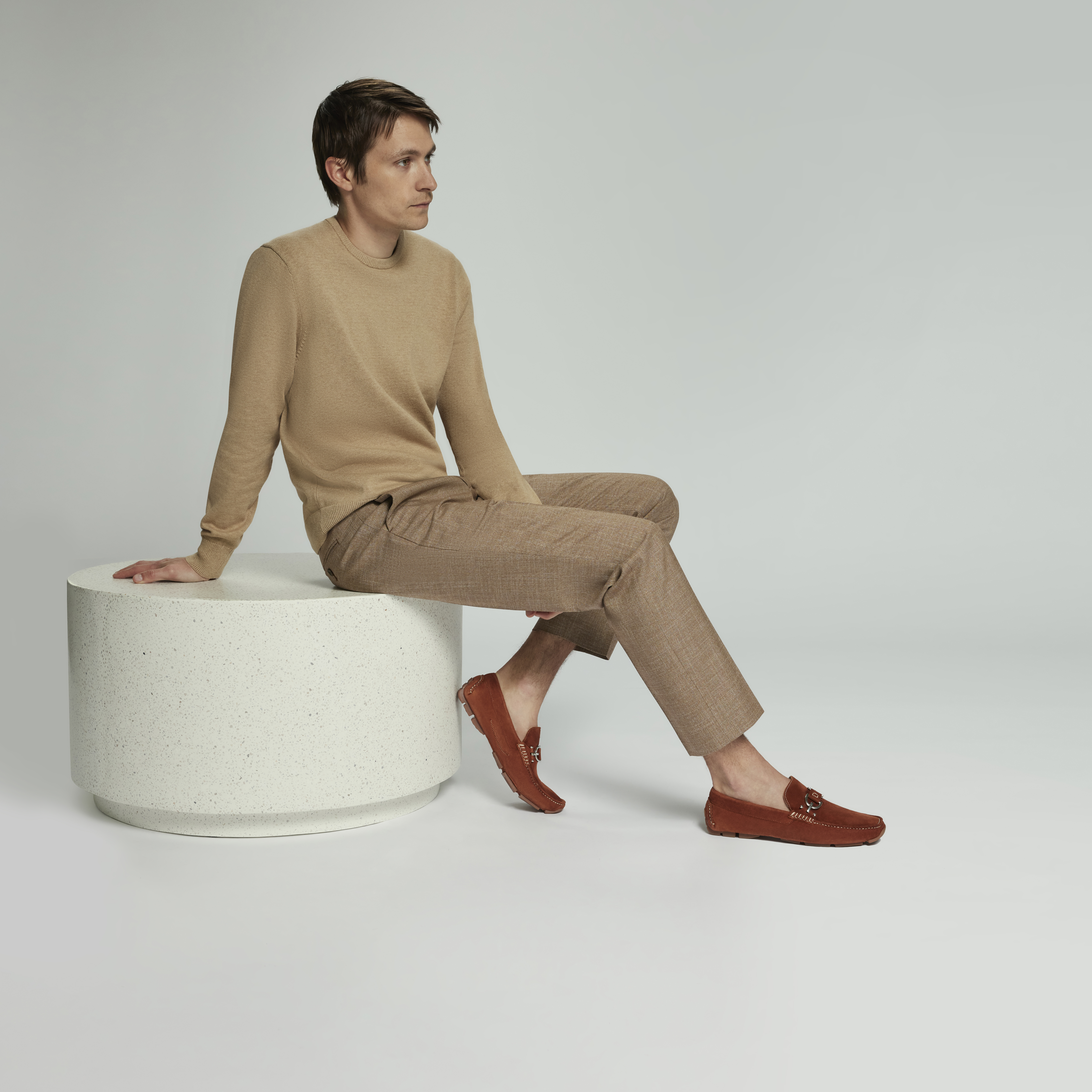 Donald Pliner Men's Dacio Metal-bit Suede Driving Loafers In Cognac Suede