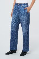 Denim Illusion Wide Leg Cotton Terry Sweatpant Jean at