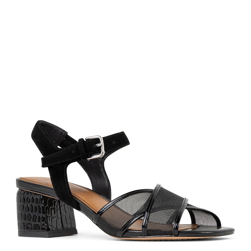Donald J Pliner Women’s Poeme Elastic Heeled Sandal – Caged Design With Back Zipper