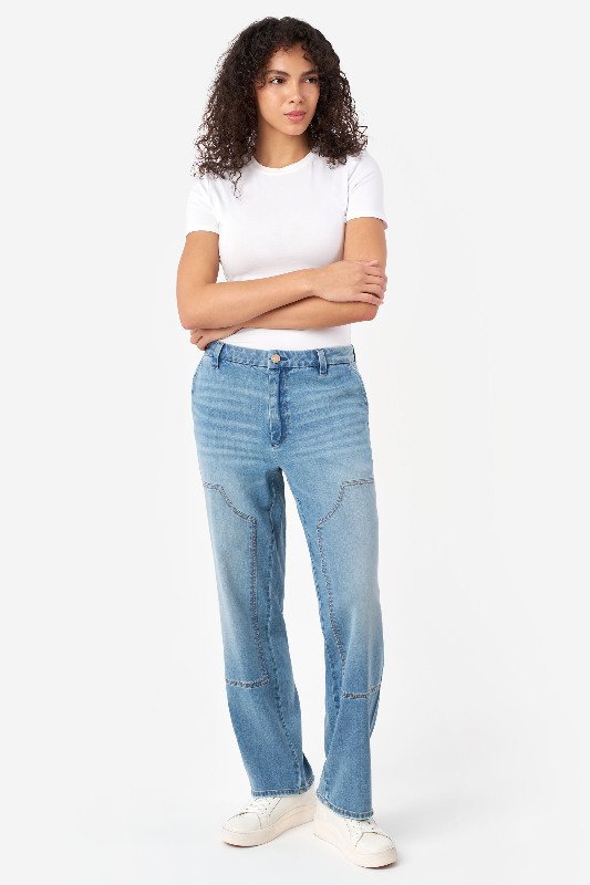 GQ602◇JELADO : 24ss 391SB Overall ◇M Mid Wash Denim Cropped Wide Leg Jeans