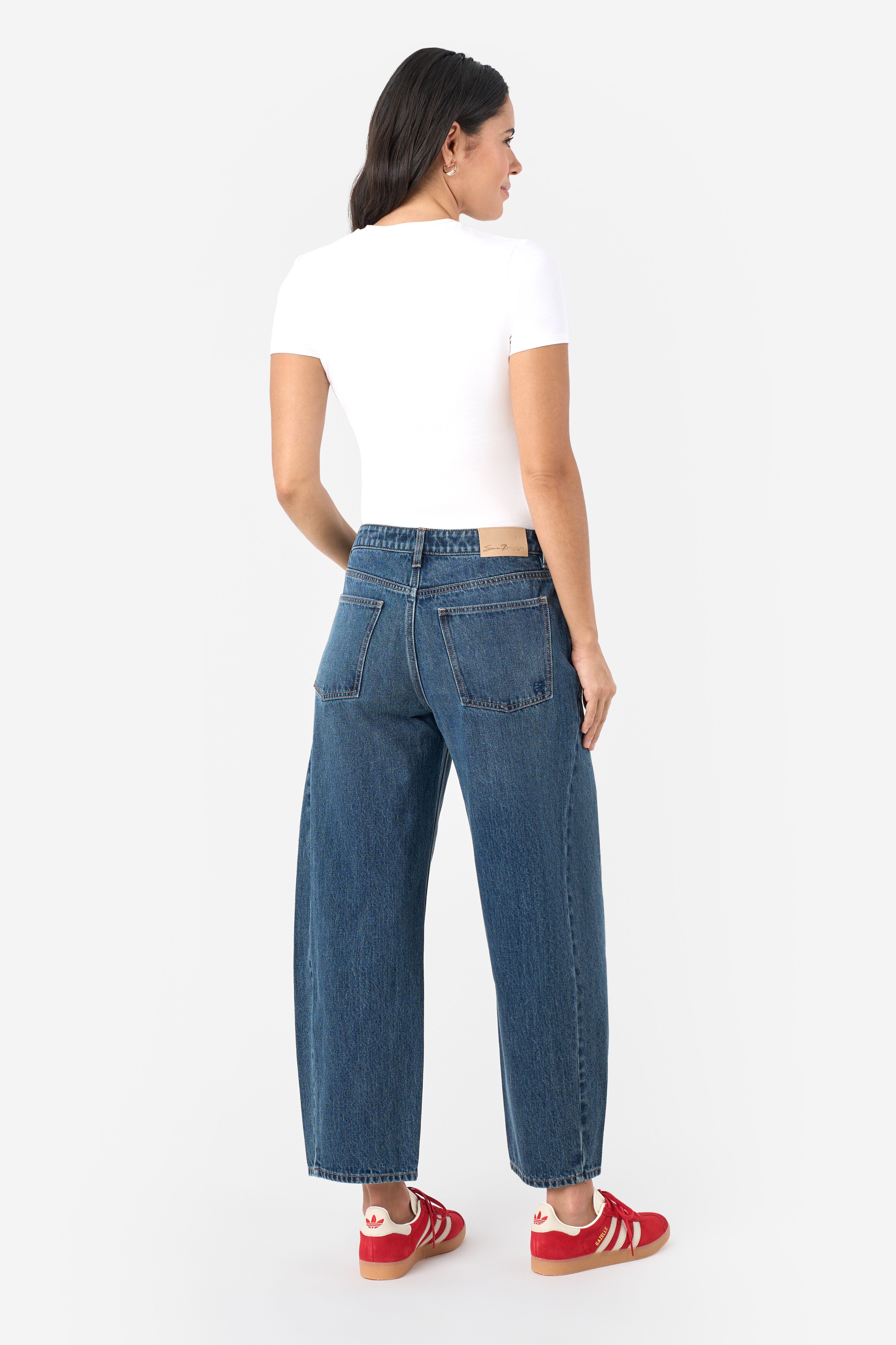 【in a row】Shio Oblique-Line Wide Denim Blue Striped Wide Leg Jeans | Winter - Aespa - Fashion Chingu