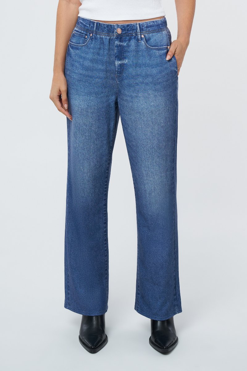 Denim Illusion Wide Leg Cotton Terry Sweatpant Jean at